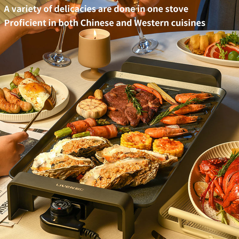 Barbecue Electric Grill Pan Non Stick Electric Barbecue Plate for Meat Hot Selling 110V Smokeless Iron OEM PTFE Household 220-海智集-