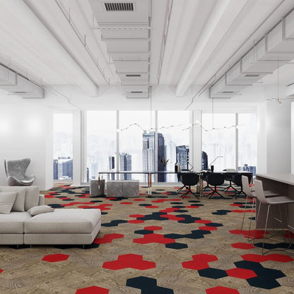 Self Adhesive Waterproof Vinyl Floor Panel Tile Hexagon Design for Home Office Bathroom-海智集-
