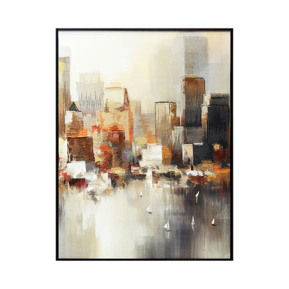 Luxury Eco Friendly Abstract City Embroidery Art Painting Premium Thread Wall Decor for Modern Home Corporate Gift-海智集-