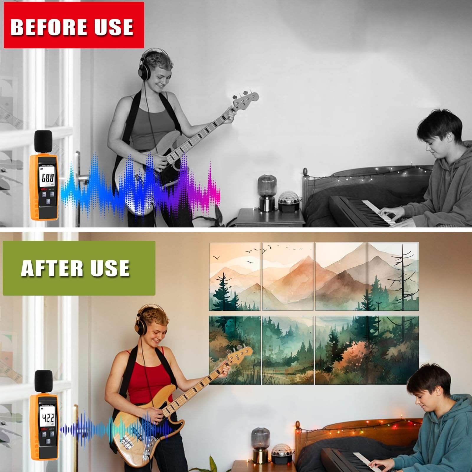 Professional Self Adhesive Wall Panels 16x12 Inches Art Acoustic Panel for Home-海智集-