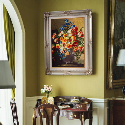 High Quality Embroidery Flower Pattern Living Room Decor Paintings and Wall Arts Paintings Custom Modern Wall Home Paintings-海智集-