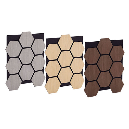 3D Acoustic Wall Panels Hexagon Shape Sound Insulation Wooden Slat Panels for Bedroom and Office-海智集-