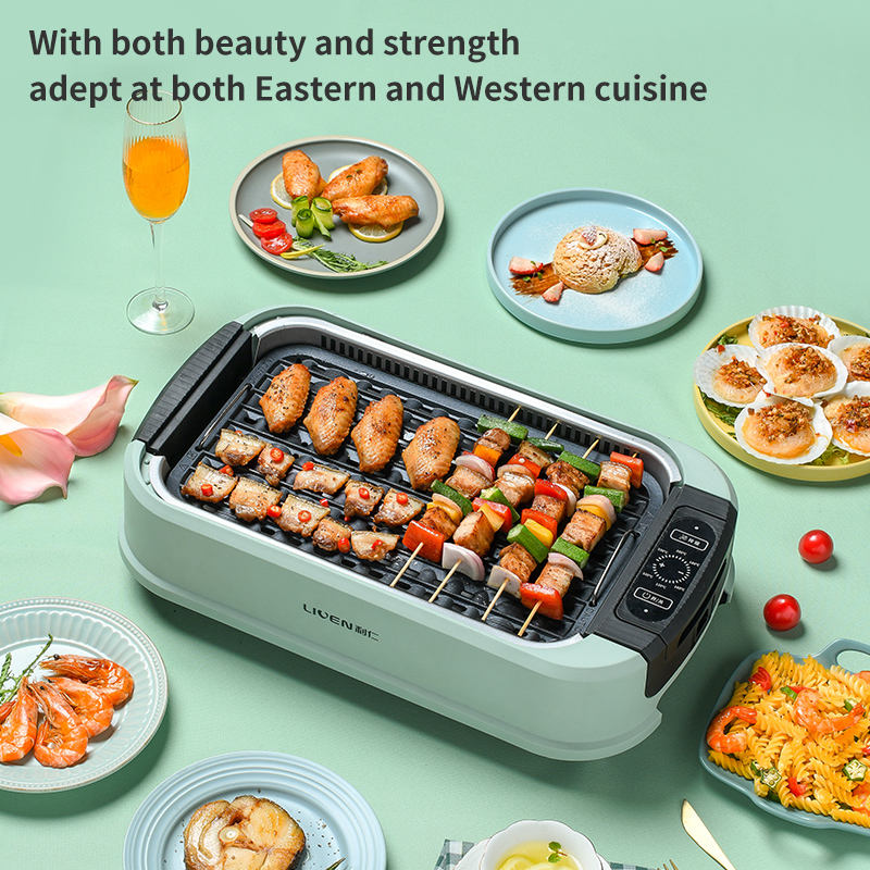 OEM Factory Non-stick Cooking Smokeless Barbecue Grill Handle Flat Pan Electric Bbq Grill-海智集-