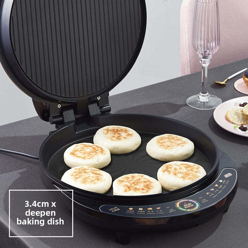 Hot Sale Breakfast Bread Toasting Nonstick Round Sandwich Grill Panini Press Grill Pancake Electric Baking Pan Circular 1600 220-海智集-