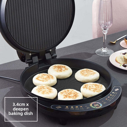 Hot Sale Breakfast Bread Toasting Nonstick Round Sandwich Grill Panini Press Grill Pancake Electric Baking Pan Circular 1600 220-海智集-