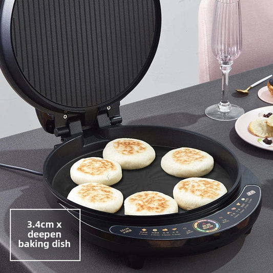 Hot Sale Breakfast Bread Toasting Nonstick Round Sandwich Grill Panini Press Grill Pancake Electric Baking Pan Circular 1600 220-海智集-