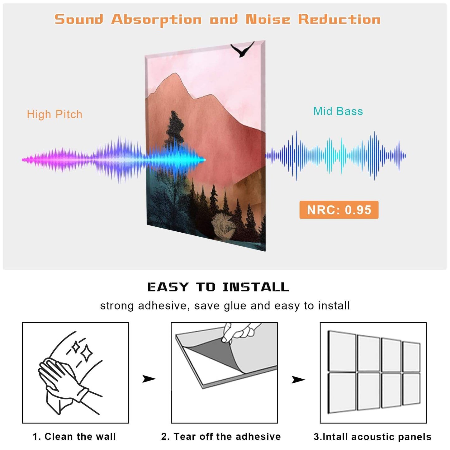 Modern Self Adhesive Wall Panels Polyester Printed Decorative Art Acoustic Panels Bedroom Living Room-海智集-