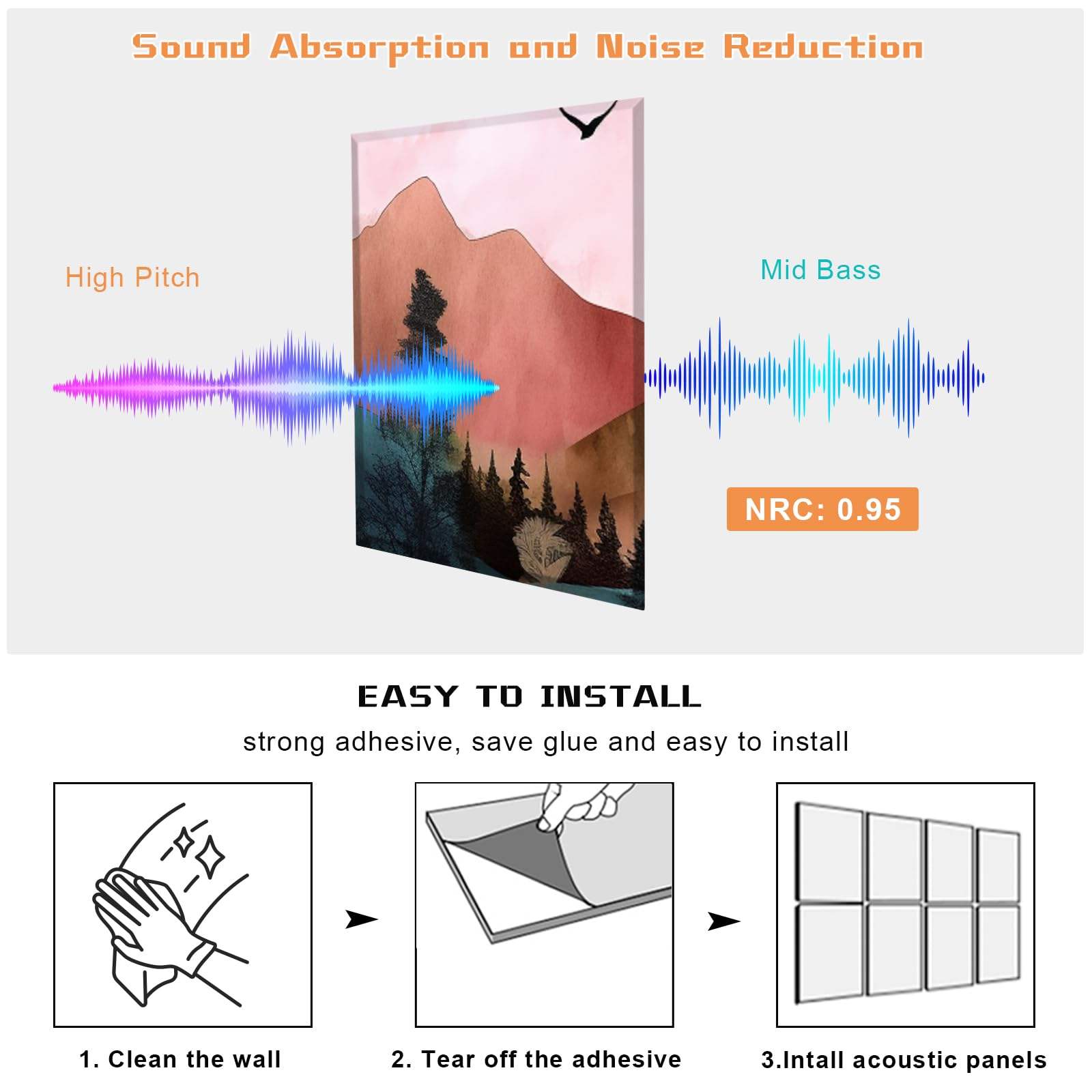 Modern Self Adhesive Wall Panels Polyester Printed Decorative Art Acoustic Panels Bedroom Living Room-海智集-