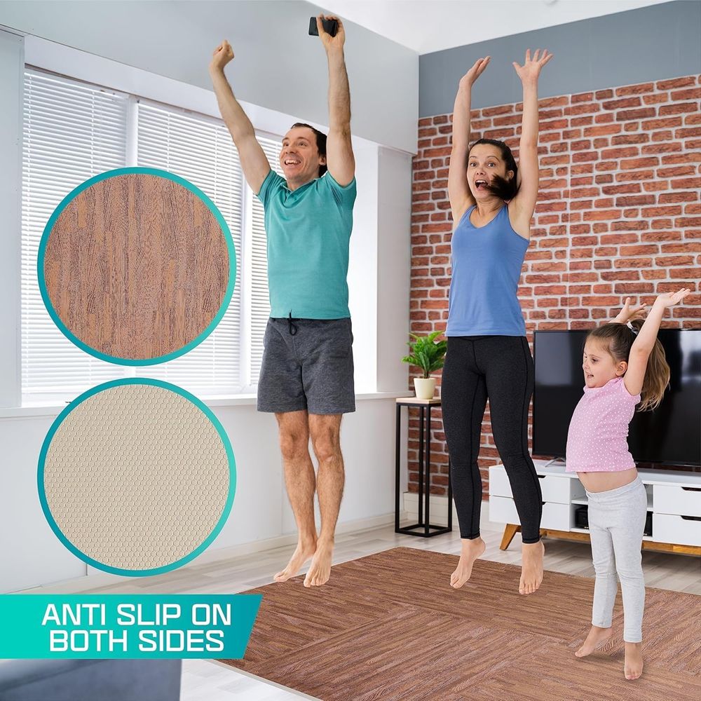 Custom Logo Wood Grain Foam Floor Tiles Protective Puzzle Mats for Nursery Room-海智集-