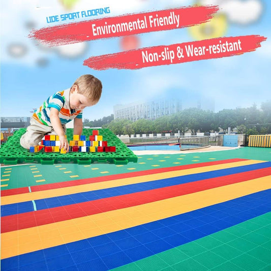 Bright Color Plastic Flooring Attractive Design Anti Bacterial for Daycare and Children Play Zone-海智集-