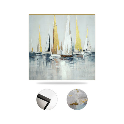 High Quality Embroidery Craft Sailboat Living Room Decoration Wall Hanging Paintings Custom Luxurious Home Wall Art Painting-海智集-
