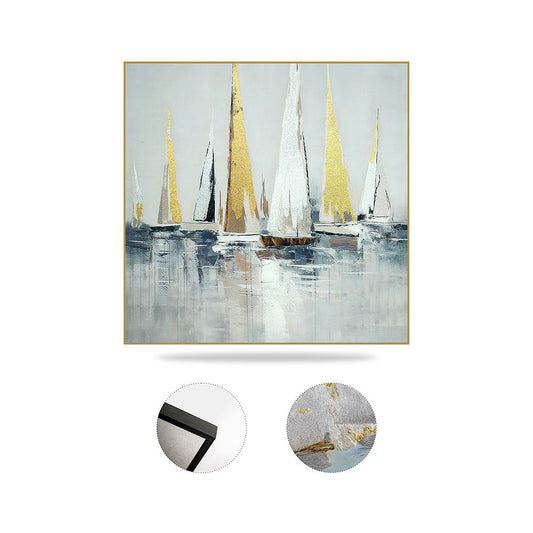 High Quality Embroidery Craft Sailboat Living Room Decoration Wall Hanging Paintings Custom Luxurious Home Wall Art Painting-海智集-
