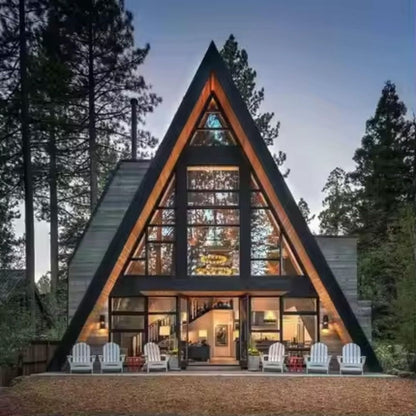 Premium Prefab Villa Eco Friendly Wooden Structure Triangular House-海智集-