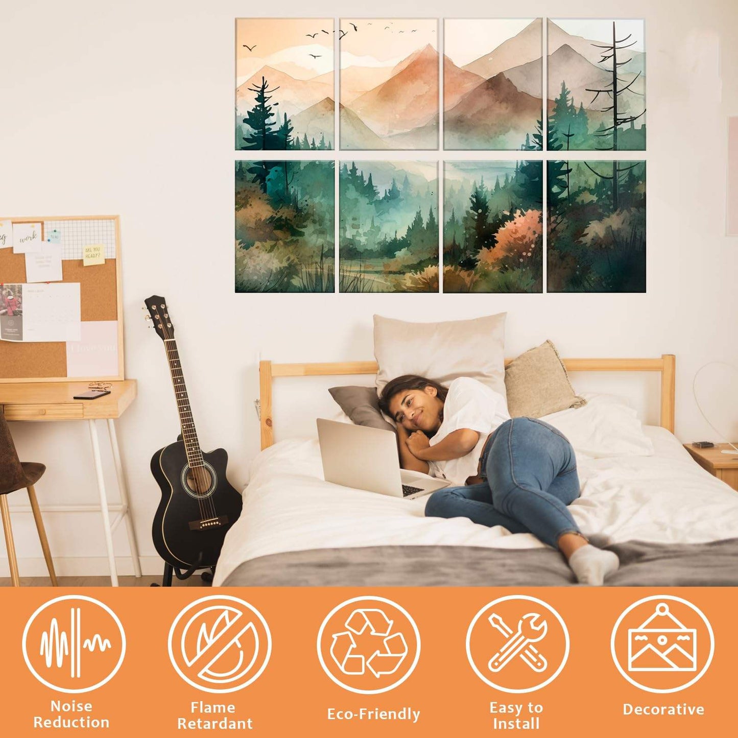 Professional Self Adhesive Wall Panels 16x12 Inches Art Acoustic Panel for Home-海智集-