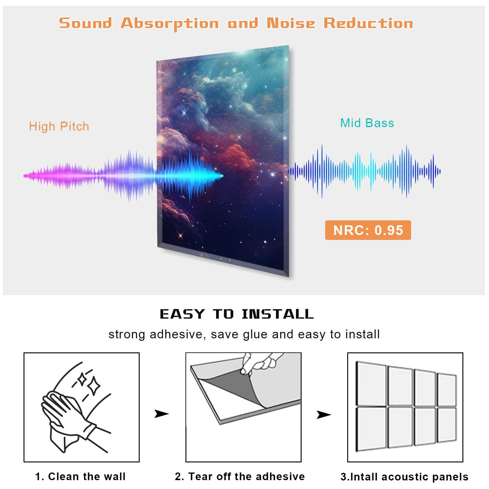 High Performance 8 Pack Art Acoustic Panel Self Adhesive Wall Panels Decorative Soundproof Panels for Home Studio Office-海智集-