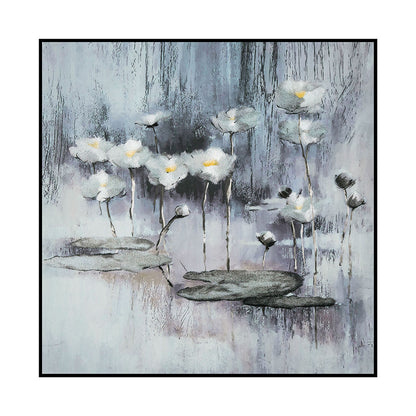 High Quality Embroidery Craft Water Lily Pattern Living Room Decoration Wall Paintings Custom Modern Home Wall Art Painting-海智集-