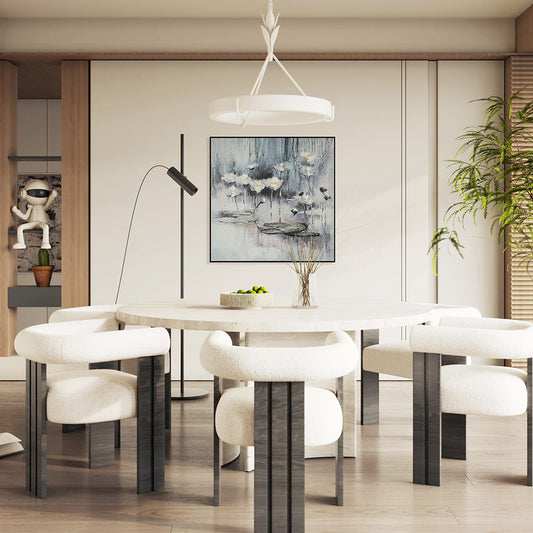 High Quality Embroidery Craft Water Lily Pattern Living Room Decoration Wall Paintings Custom Modern Home Wall Art Painting-海智集-