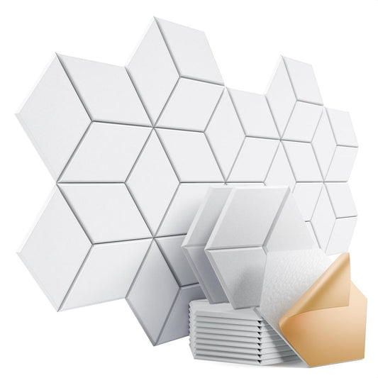 Flame-retardant soundproof foam board 12pcs hexagonal self-adhesive sound-absorbing high-density board, suitable for anechoic Spaces-海智集-