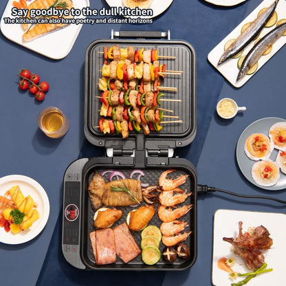 Household electric BBQ grill baking pan multifunctional pancake deepen double-sided heating frying pancake pan-海智集-
