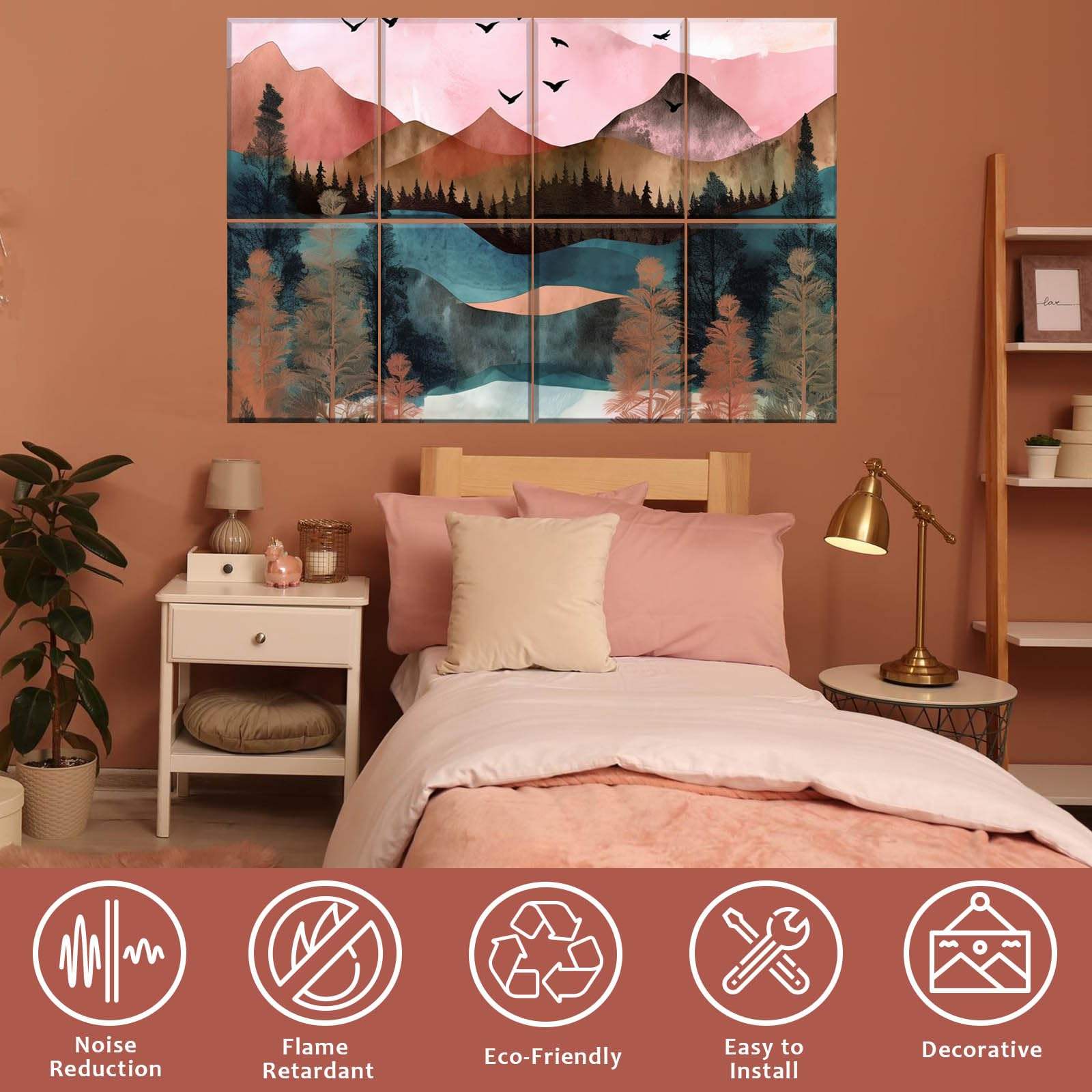 Modern Self Adhesive Wall Panels Polyester Printed Decorative Art Acoustic Panels Bedroom Living Room-海智集-
