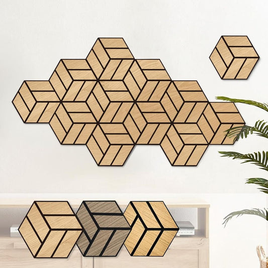 The newly designed hexagonal acoustic wood Mdf slat hotel wall panels for sound insulation decoration-海智集-