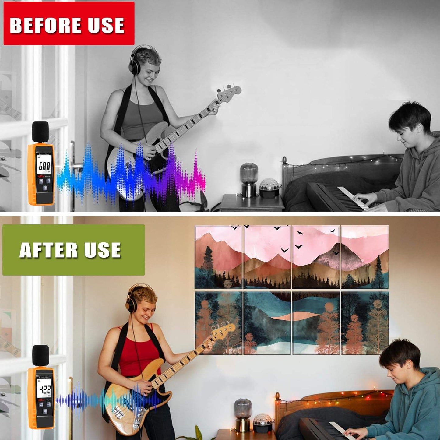 Modern Self Adhesive Wall Panels Polyester Printed Decorative Art Acoustic Panels Bedroom Living Room-海智集-