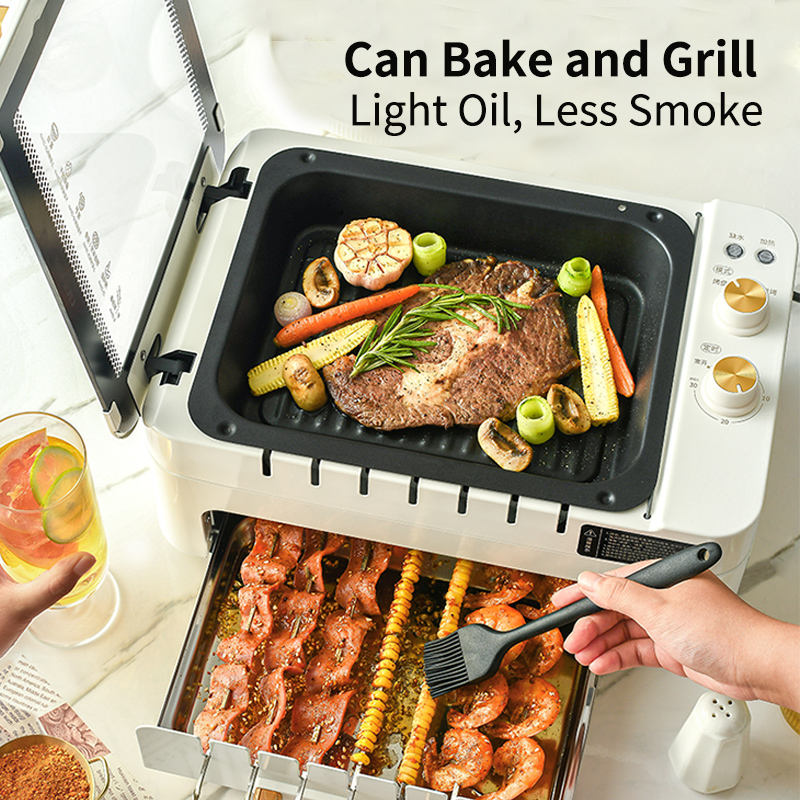 3 In 1 Electric BBQ Grill Machine Household Automatic Rotating Skewers Machine Indoor Smokeless Barbecue Grill Oven-海智集-