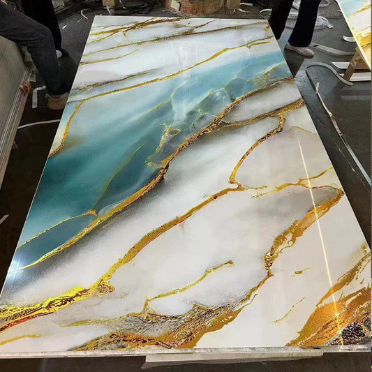 Hot Sale Modern PVC Marble Sheet Wall Panel High Gloss Waterproof Indoor Decor UV Board for Moisture-Proof Apartments-海智集-
