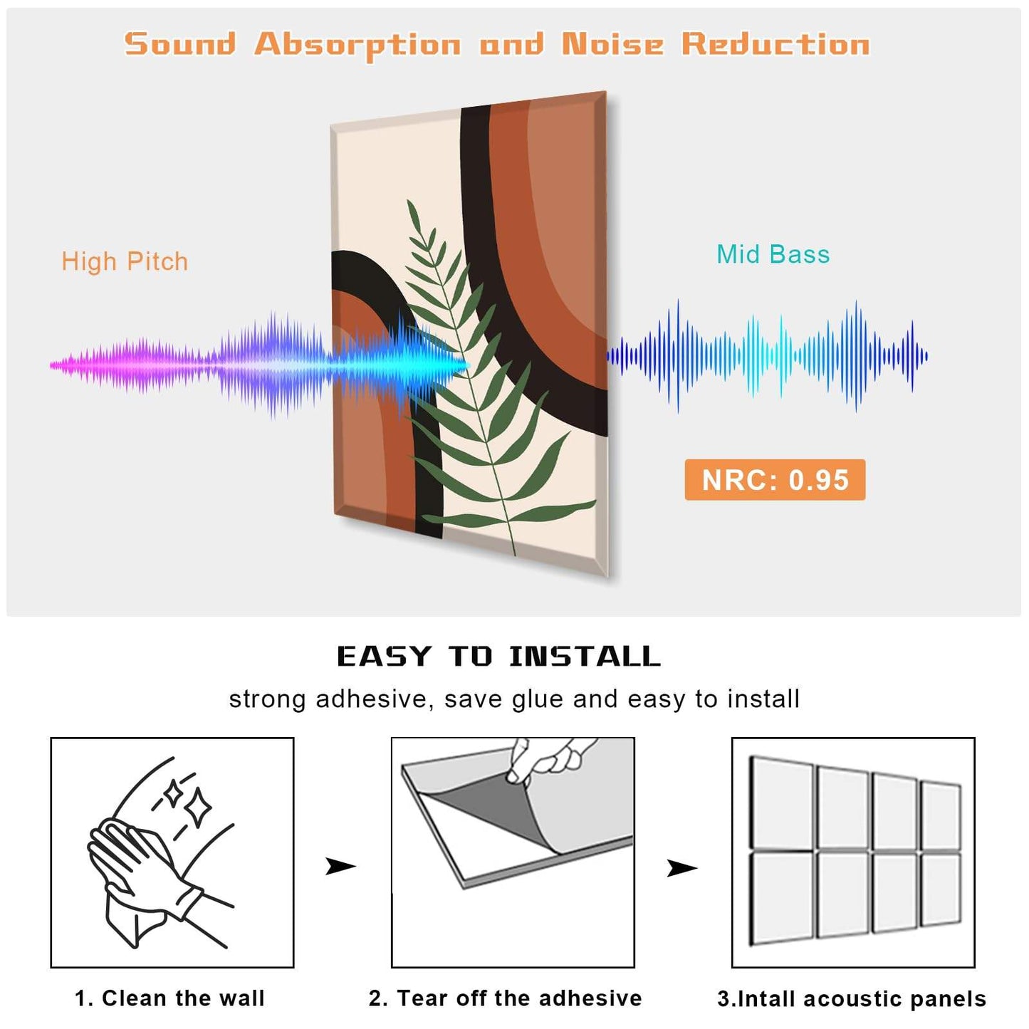 Decorative Room Noise Dampening Canceling Reducing Blocker Art Acoustic Panels Tiles for Walls-海智集-