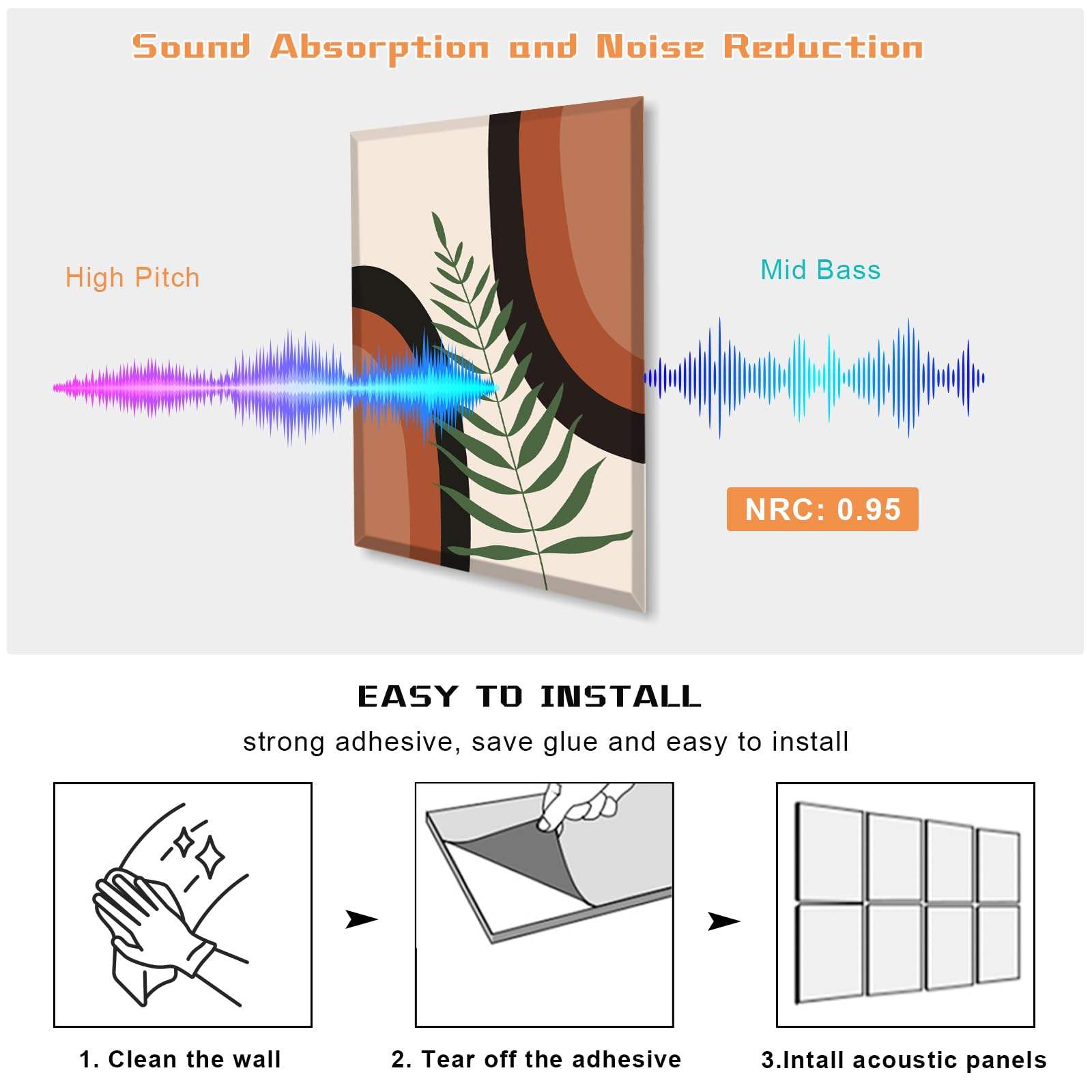Decorative Room Noise Dampening Canceling Reducing Blocker Art Acoustic Panels Tiles for Walls-海智集-