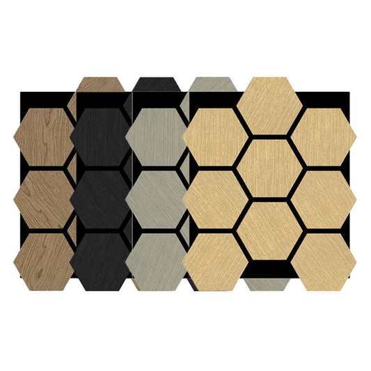 Geometric Hexagonal Soundproof Wall Panels Eco Friendly MDF Wood Slat Design for Stylish Room Decoration-海智集-