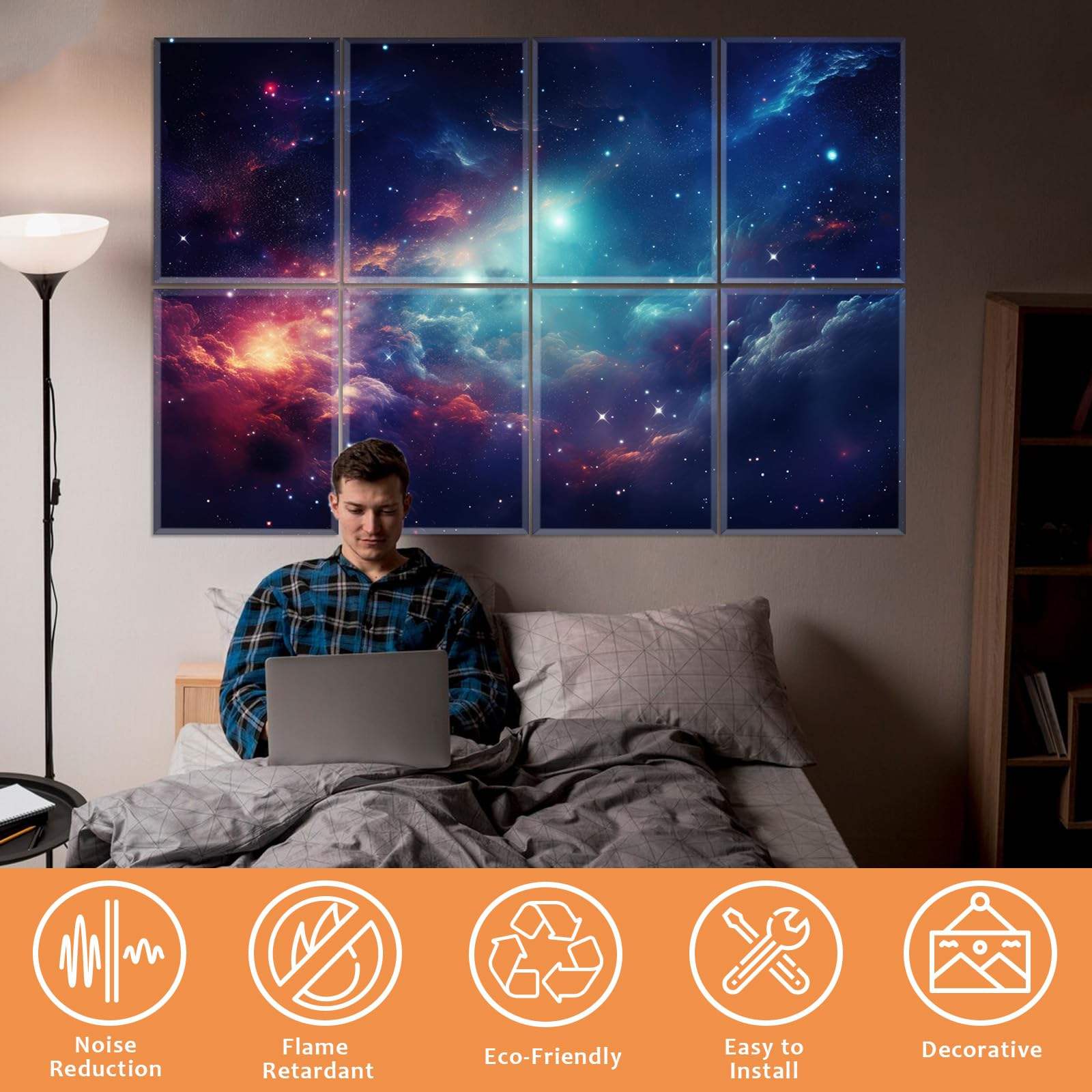 High Performance 8 Pack Art Acoustic Panel Self Adhesive Wall Panels Decorative Soundproof Panels for Home Studio Office-海智集-