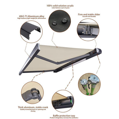 High Class Heavy Duty Retractable Sun Shade Awning Motorized Remote Control Aluminum Alloy Coated Outdoor Motorized Backyard-海智集-