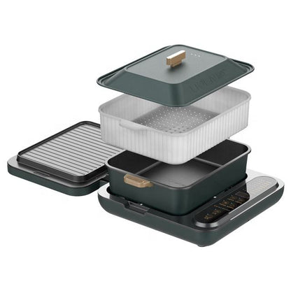 multifunction removable detachable 6 in 1 pancake waffle make electric grill hot pot electric pancake maker with griddle-海智集-