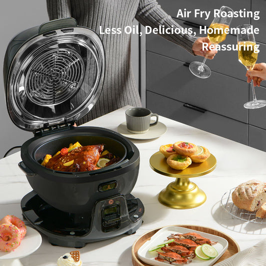 Household Smart 6L Electric Digital Control 360 degree Automatic Rotation Drum-type Design Air Fryer-海智集-
