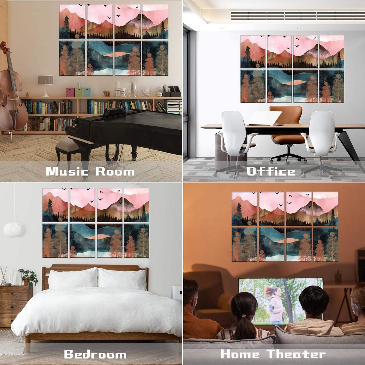 Modern Self Adhesive Wall Panels Polyester Printed Decorative Art Acoustic Panels Bedroom Living Room-海智集-