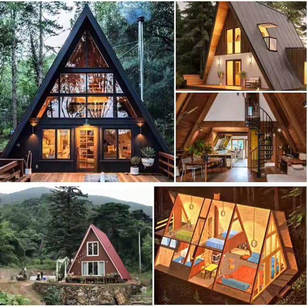 Premium Prefab Villa Eco Friendly Wooden Structure Triangular House-海智集-
