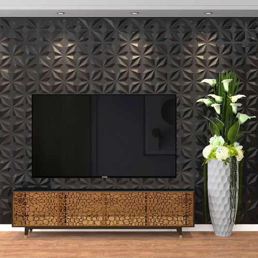 Stylish Glue up 3D PVC Wall Panel Diamond Texture for Modern House Interior-海智集-