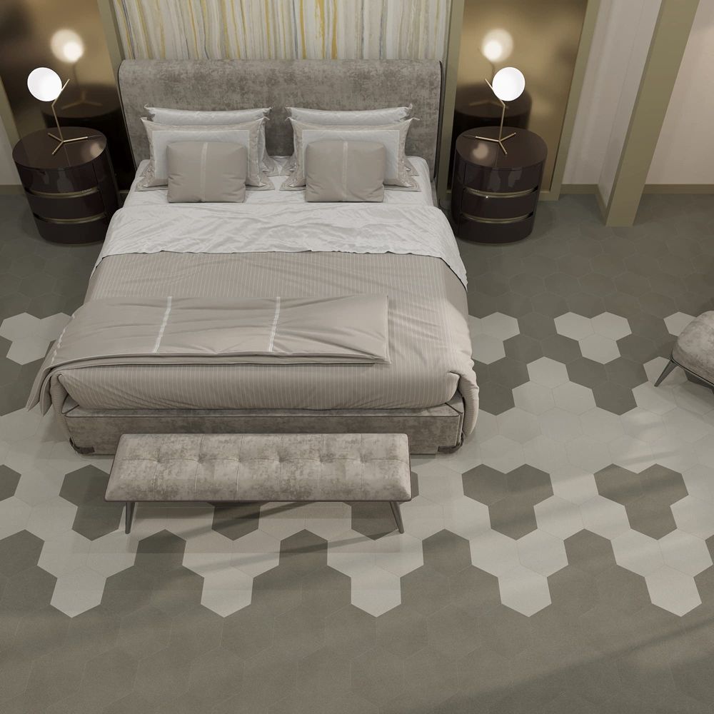 Self Adhesive Waterproof Vinyl Floor Panel Tile Hexagon Design for Home Office Bathroom-海智集-