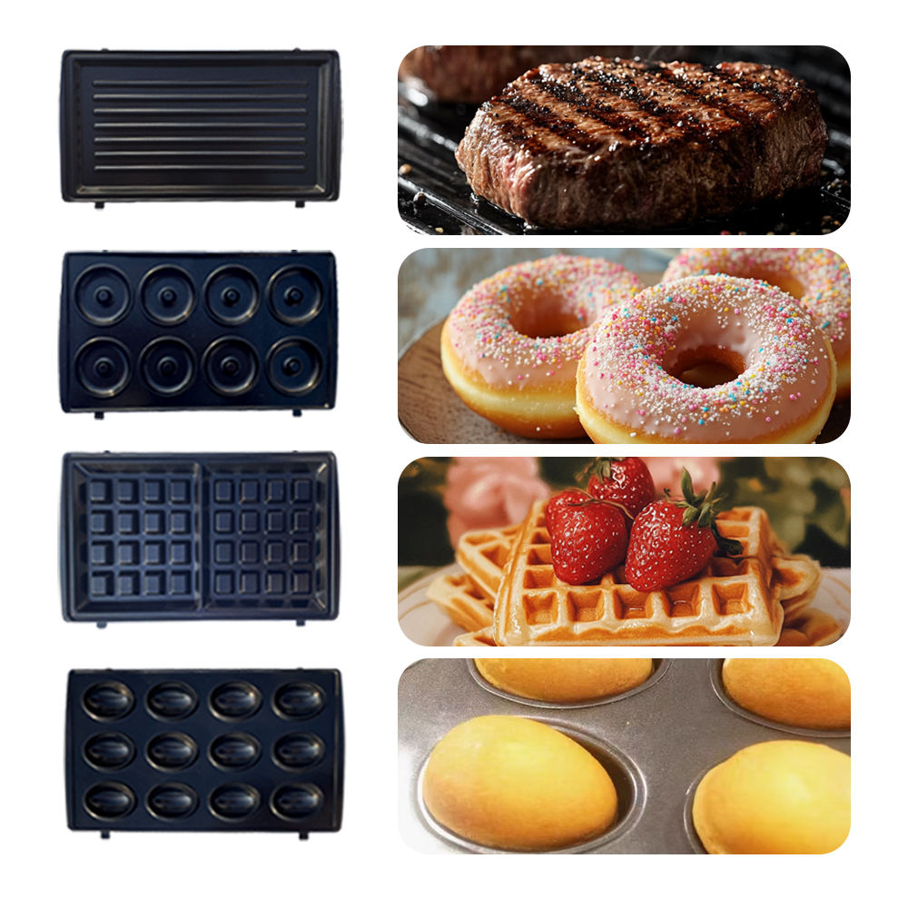 4 in 1 Steak machine Stainless Steel Non-Stick Material Four Types of Foods Removable Tray Electric Electric Contact Grill-海智集-