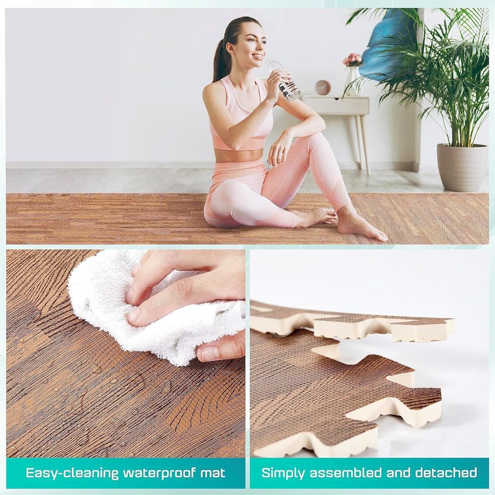 High Quality Fireproof Foam Floor Tiles Wood Grain Printed for Dance Studio Protection-海智集-
