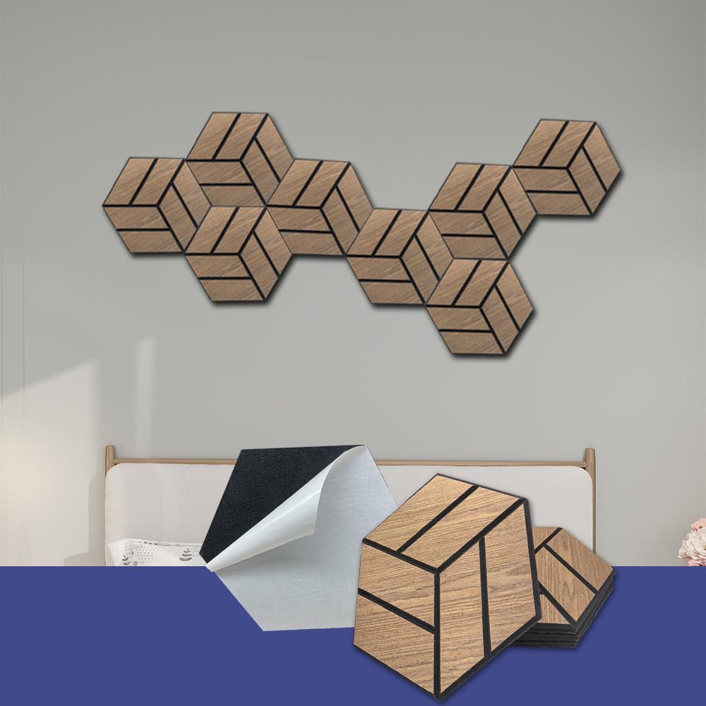 Hot-selling self-adhesive hexagonal acoustic wooden wall panels for interior decoration-海智集-