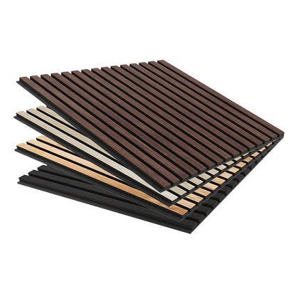 Custom Modern Wood Slat Acoustic Panels 600x600mm MDF Soundproof Wall Decor for Interior Design-海智集-