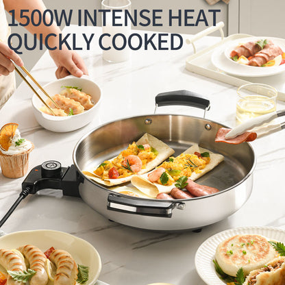 Multifunctional Electric Skillet Hot Selling Tempered Glass Aluminum Energy Saver Cooking Pot with Pan Cooker Hotpot-海智集-