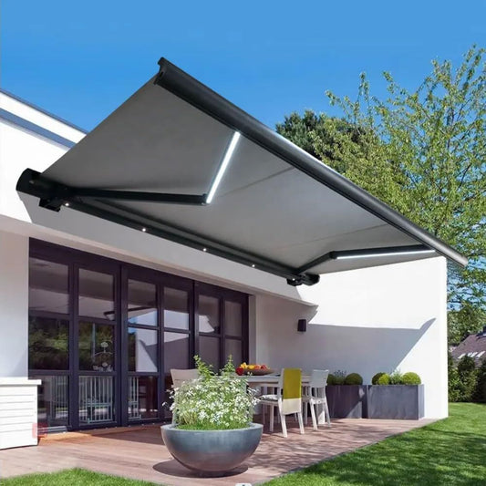 Factory Price Electric Retractable Awning Control Wall Install Aluminum Retractable Folding Arm for Residential Balconies-海智集-