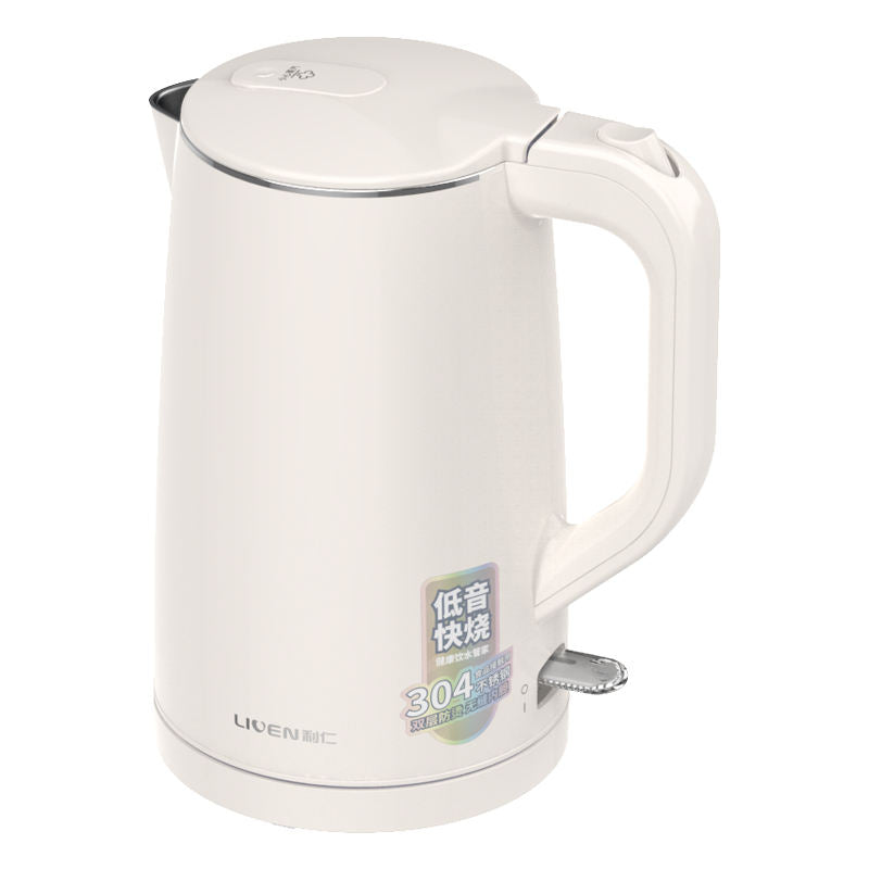 Electric kettle double layer outside plastic inside stainless steel 1.7 Liter seamless inner tank 360 degree rotational base-海智集-