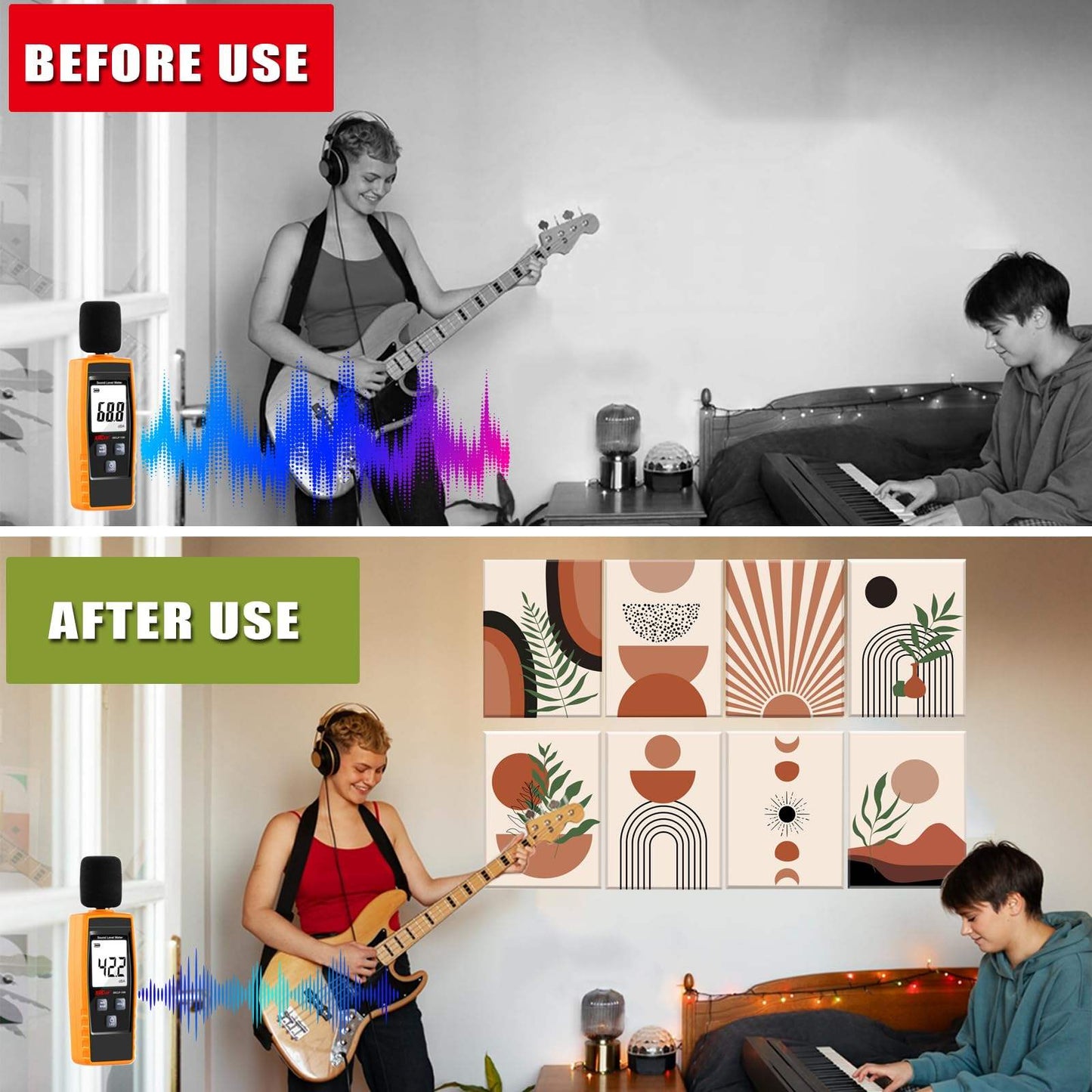 Decorative Room Noise Dampening Canceling Reducing Blocker Art Acoustic Panels Tiles for Walls-海智集-