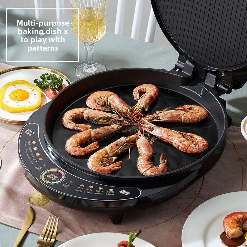 Hot Sale Breakfast Bread Toasting Nonstick Round Sandwich Grill Panini Press Grill Pancake Electric Baking Pan Circular 1600 220-海智集-