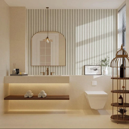 Custom Logo Faux Wood Slat Wallpaper Self Adhesive for Hotel Lobbies-海智集-