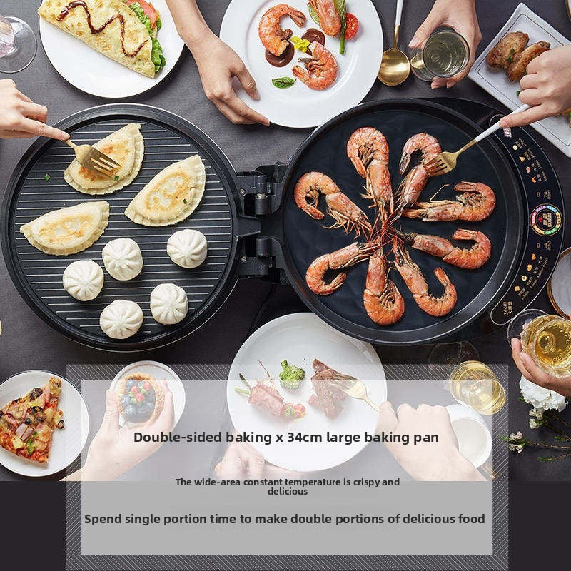 Hot Sale Breakfast Bread Toasting Nonstick Round Sandwich Grill Panini Press Grill Pancake Electric Baking Pan Circular 1600 220-海智集-